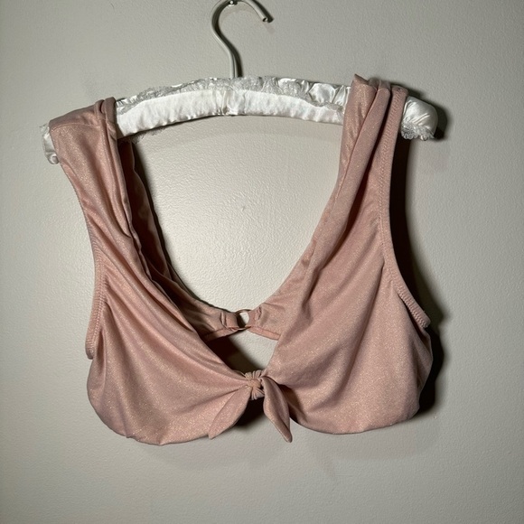 NWT AERIE TIE FRONT BLUSH AND GOLDEN SHIMMER BRA XL - Picture 3 of 6